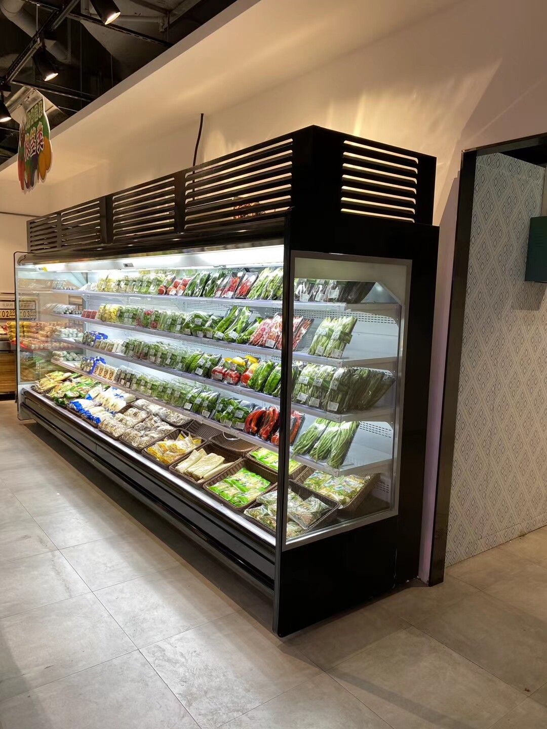 4 Layers Vertical Upright Multi deck Display Open Chiller