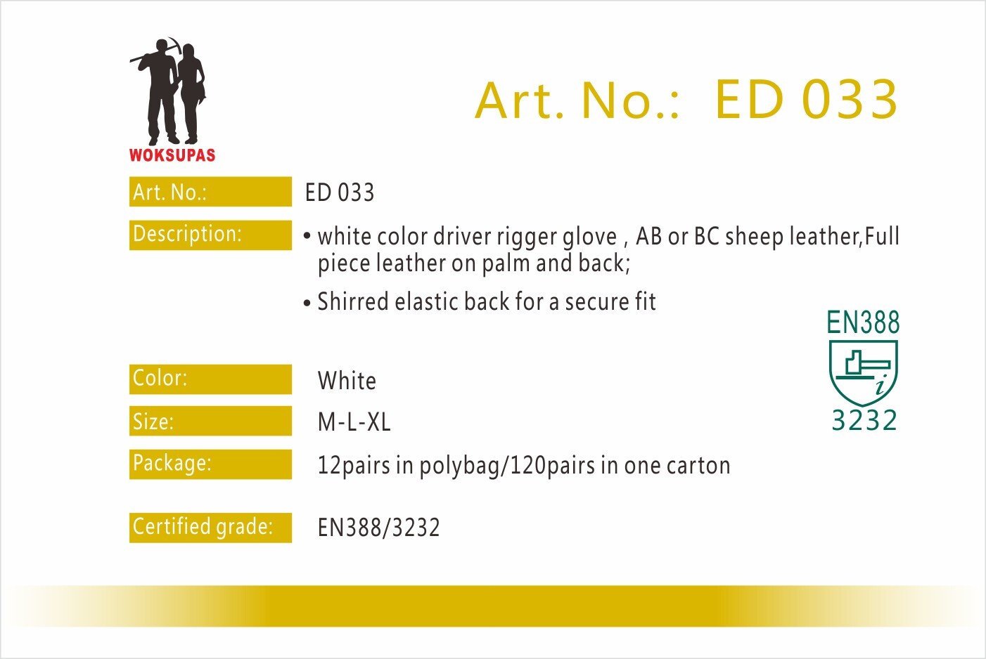 Driver rigger glove series ED033