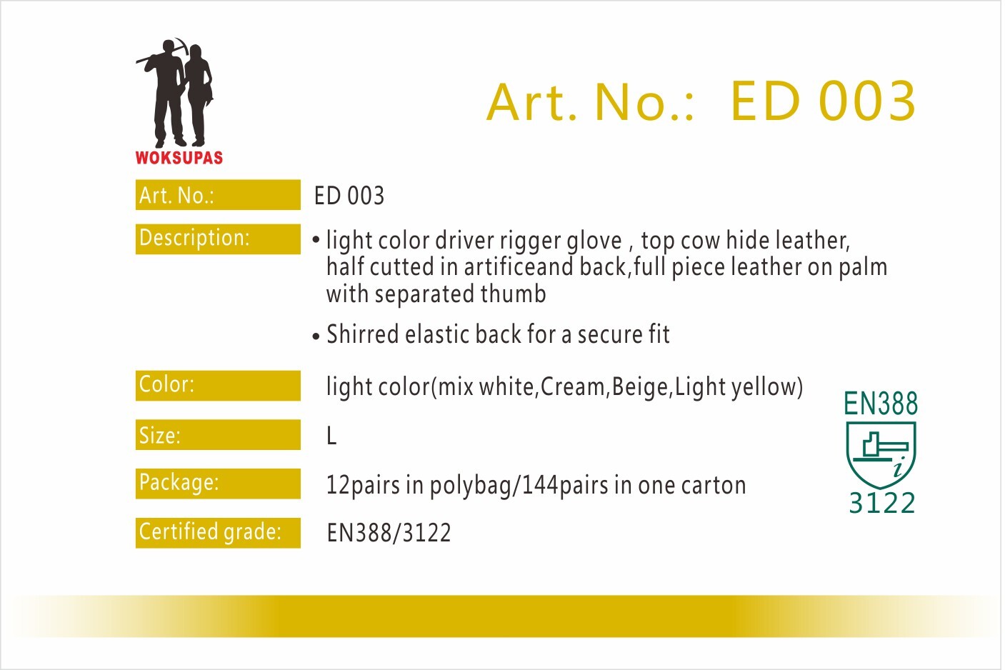 Driver rigger glove series ED003