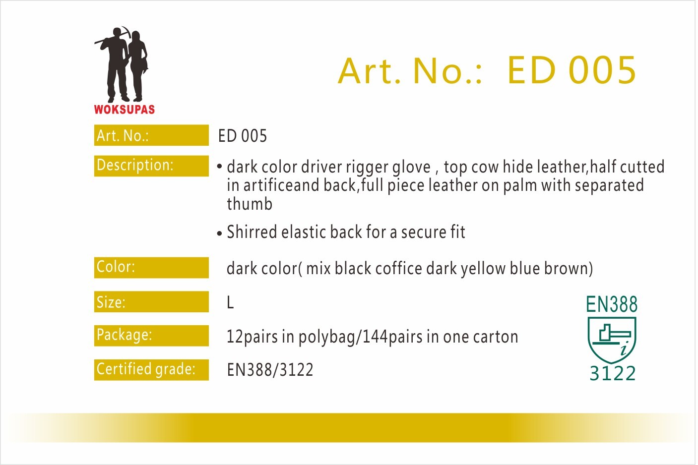 Driver rigger glove series ED005