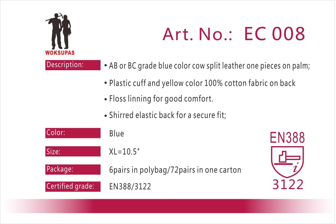 Leather work glove series EC008