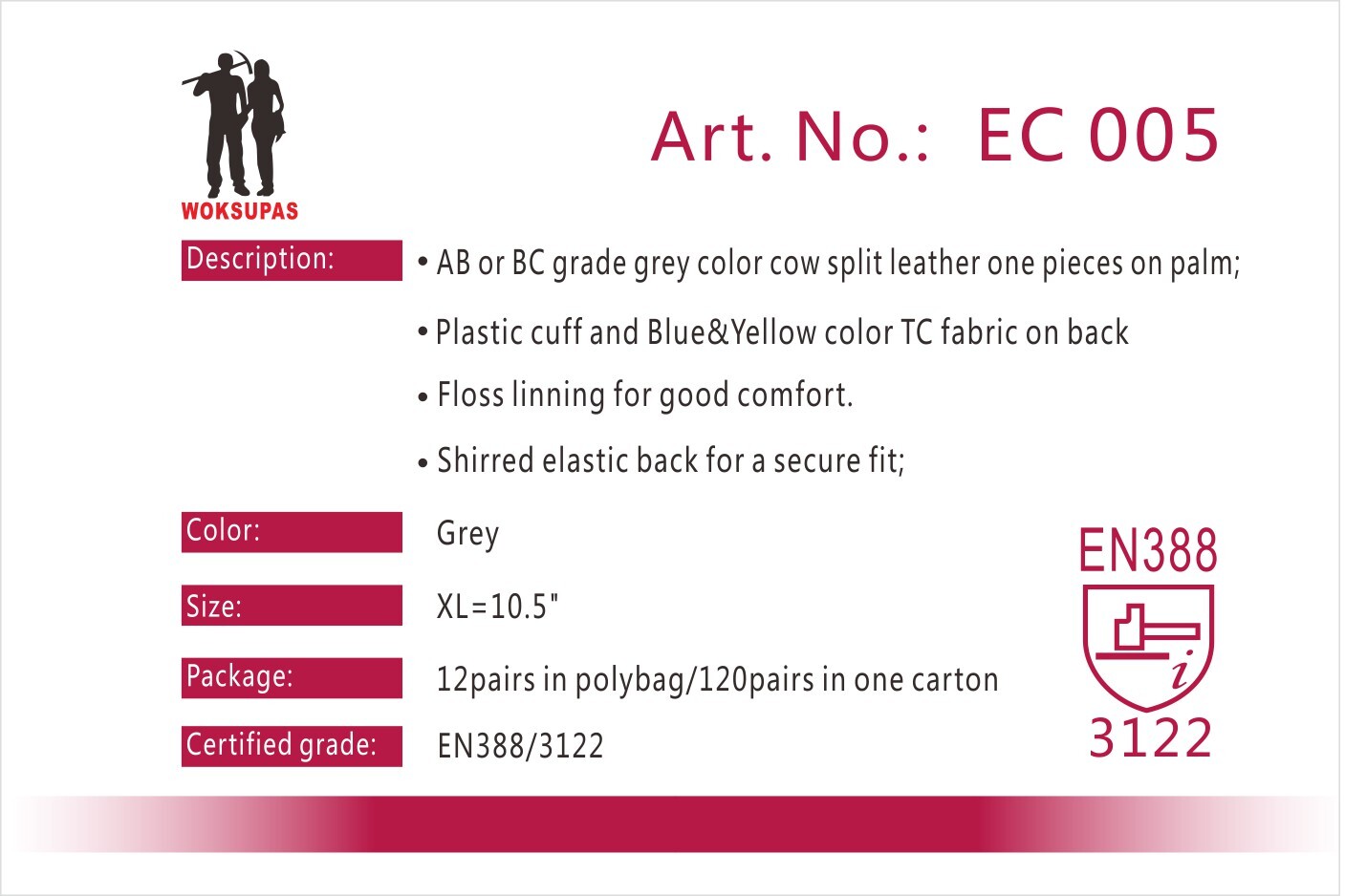 Leather work glove series EC005