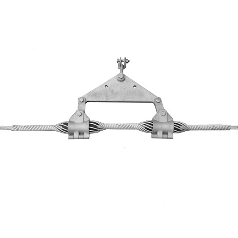 Double suspension clamp for OPGW