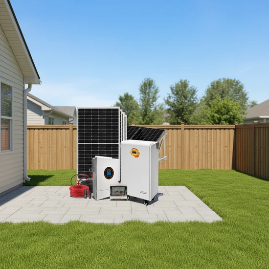 off Grid Lithium Lron Battery Solar Power Energy Storage System with Monocrystalline Silicon Panels MPPT Controller Inverter for Home Use