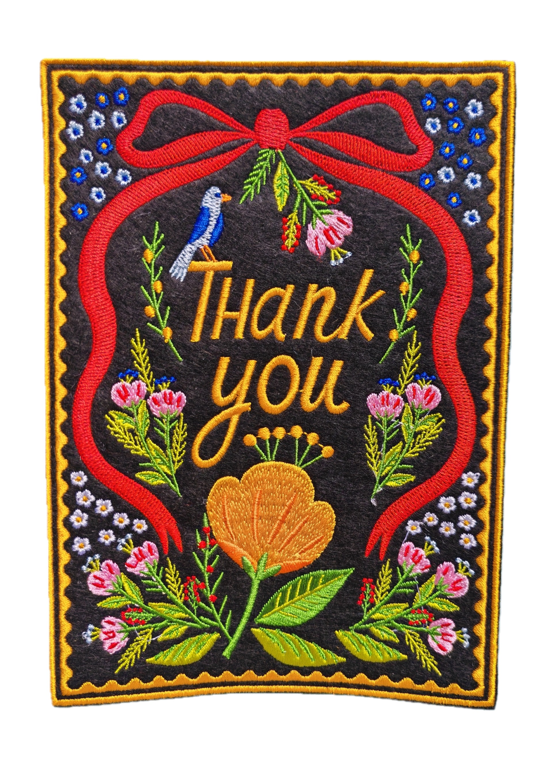 hank You Floral Embroidered Patch