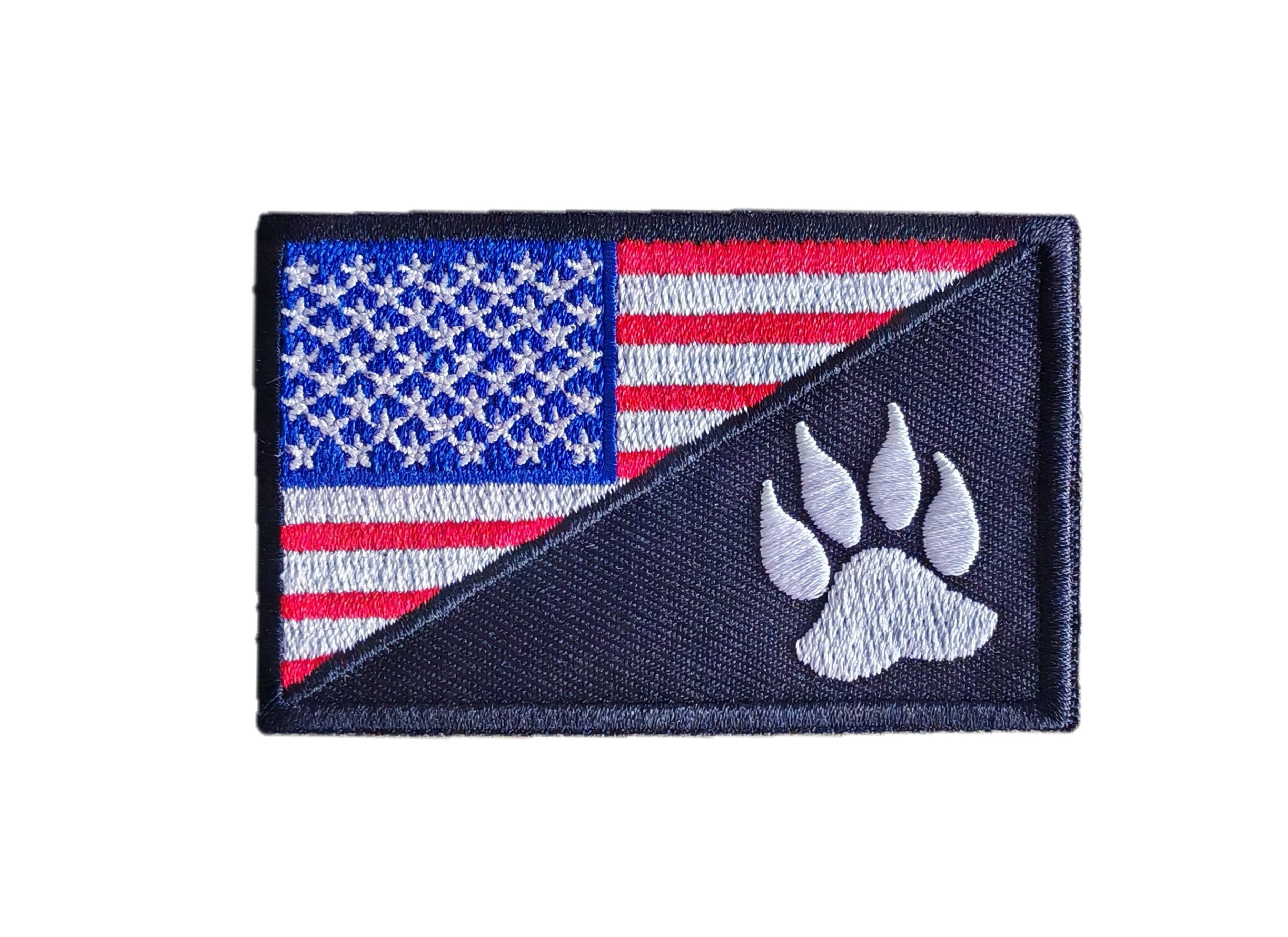 USA Flag with Tracer Claw Embroidery Patch