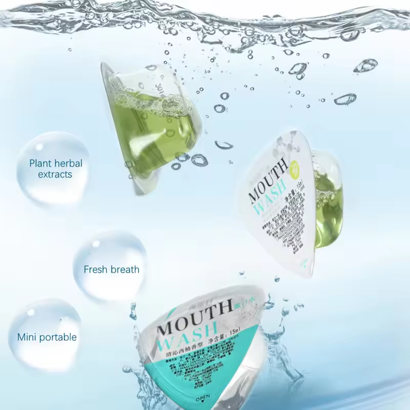 Jelly bag orange flavored mouthwash Private brand hotel room use disposable whitening mouthwash