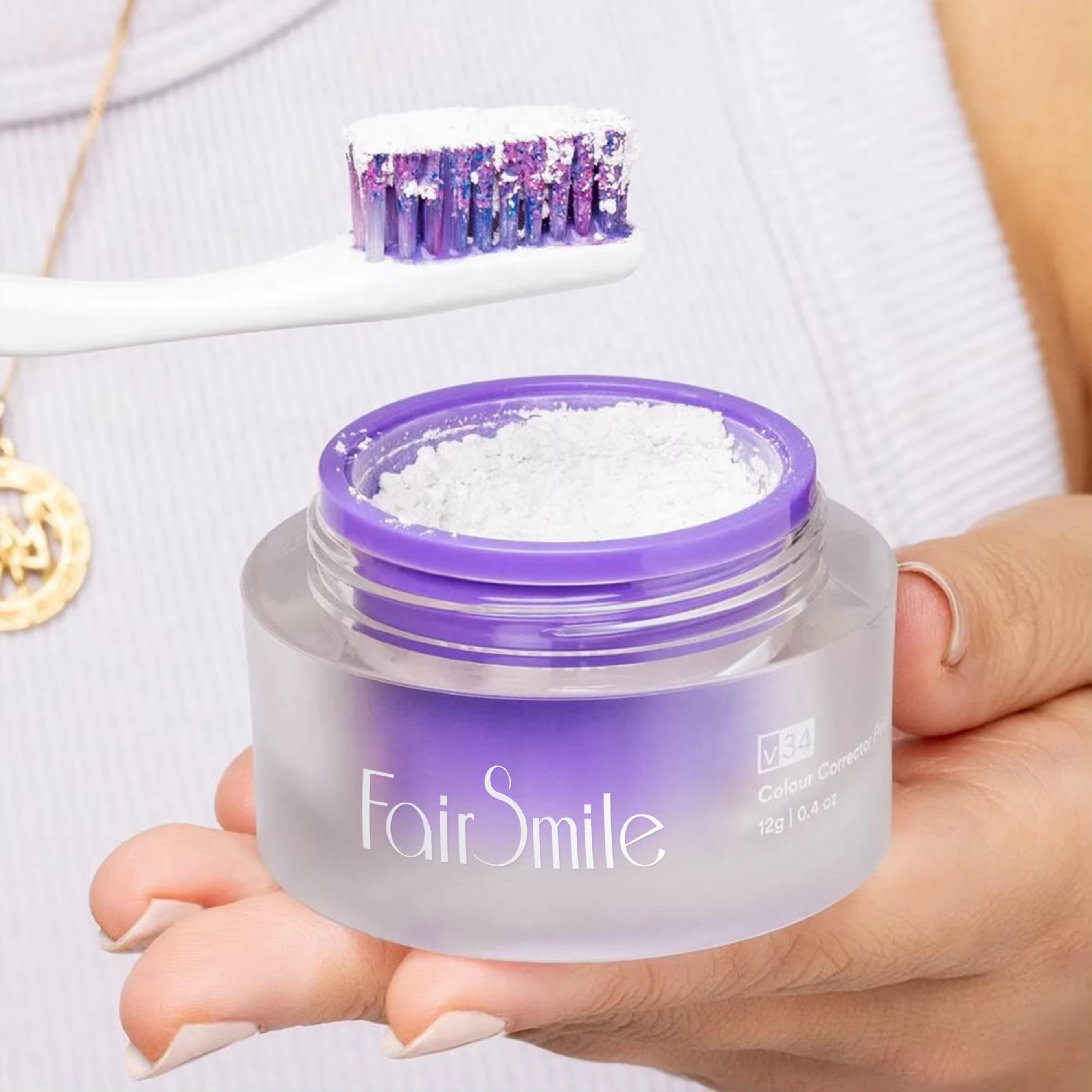 Custom Logo Mint Flavor Tooth Whiten Dental Care V34 Colour Corrector Teeth Whitening Powder