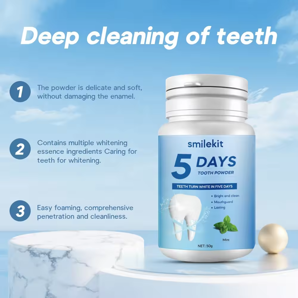 Customized Logo Mint Flavor Tooth Whitening 5 Day Powder