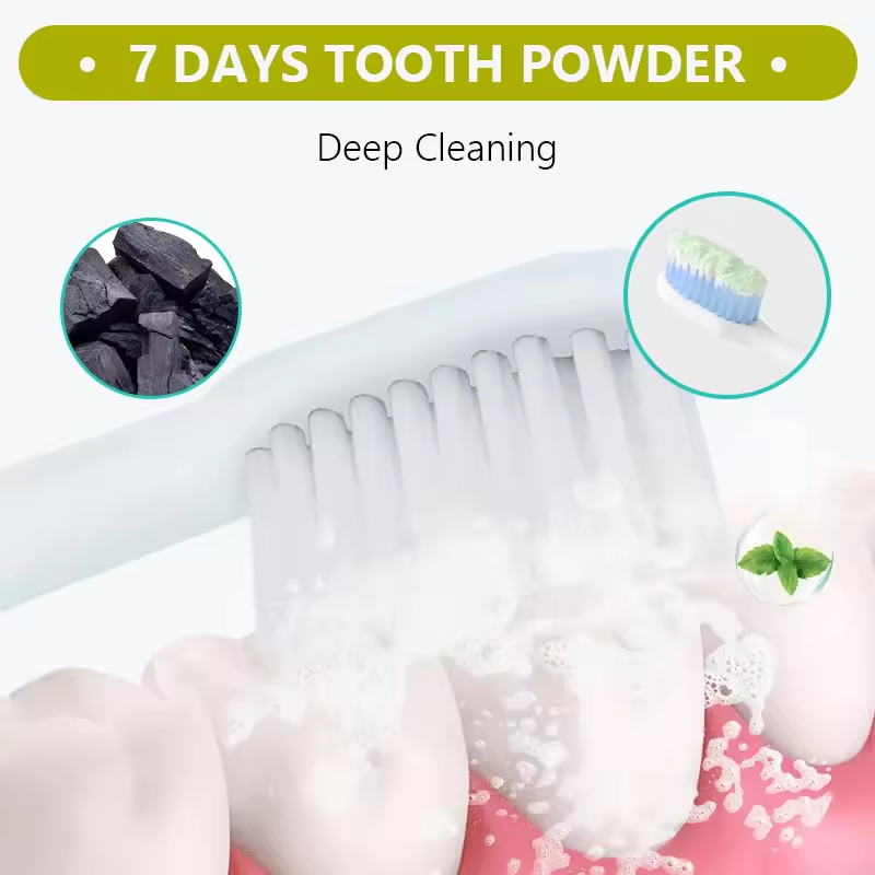 Peppermint cleansing tooth powder, freshens breath, relieves oral discomfort, and deeply cleans teeth