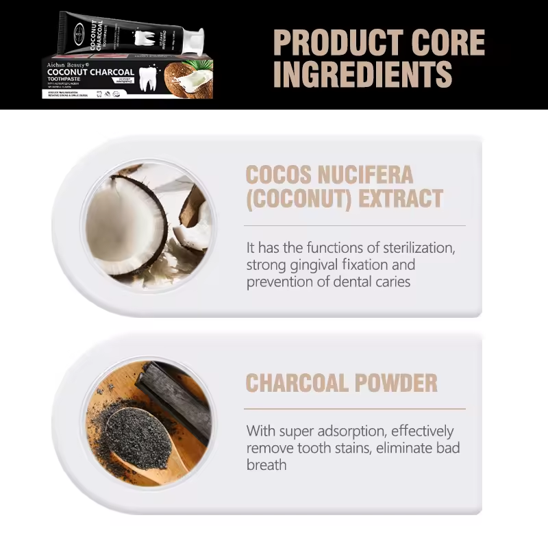 Aichun Beauty 3d Fast Whitening Reduce Inflammation Remove Stains Coconut Charcoal Toothpaste