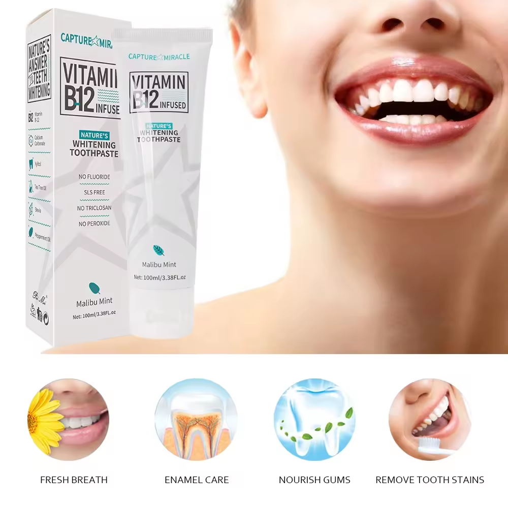 Peimei Natural Vitamin B12 Mint Flavour Remove Tooth Stains Whitening Toothpaste 100ml