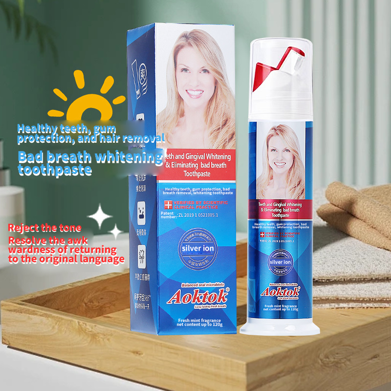 AOKTOK cross-border foreign trade toothpaste_tea-flavored probiotics dual-effect whitening toothpaste_fresh breath