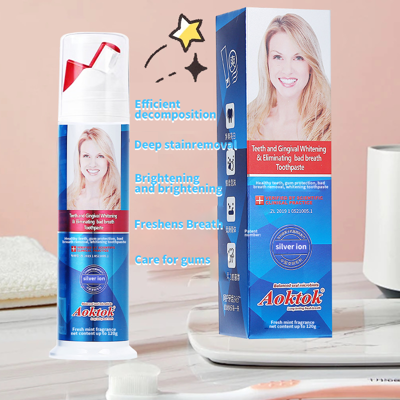 AOKTOK cross-border foreign trade toothpaste_tea-flavored probiotics dual-effect whitening toothpaste_fresh breath