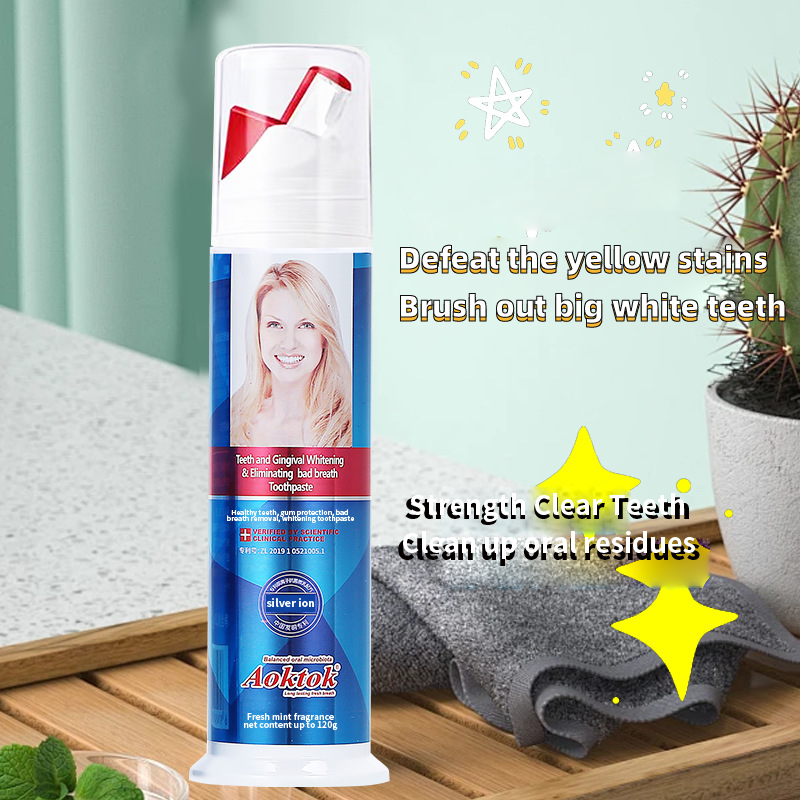 AOKTOK cross-border foreign trade toothpaste_tea-flavored probiotics dual-effect whitening toothpaste_fresh breath
