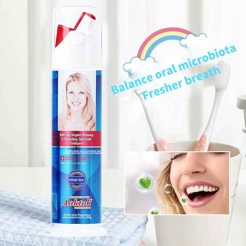 AOKTOK cross-border foreign trade toothpaste_tea-flavored probiotics dual-effect whitening toothpaste_fresh breath
