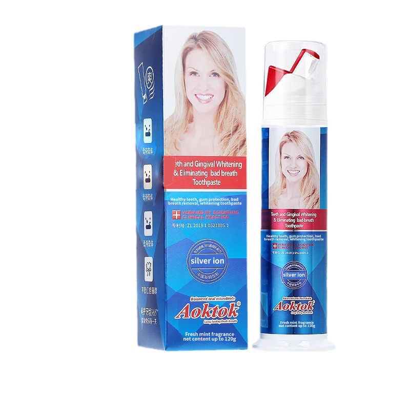 AOKTOK cross-border foreign trade toothpaste_tea-flavored probiotics dual-effect whitening toothpaste_fresh breath