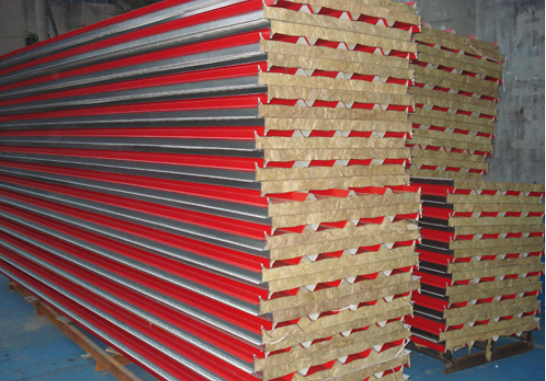 Color Steel Sandwich Panel Fireproof Rock Wool Foam Composite Steel Plate