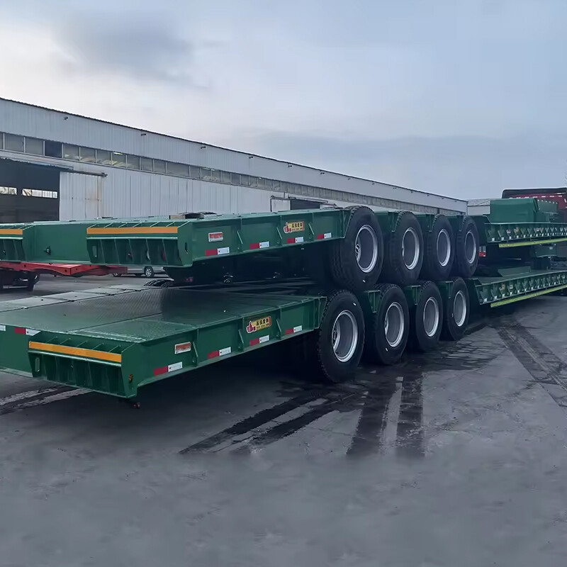 Bench Special Transporter 4 Axles 100/130 Tons Heavy Duty Low Bed Low Chassis Truck Semi Trailer Low Loader Trailer