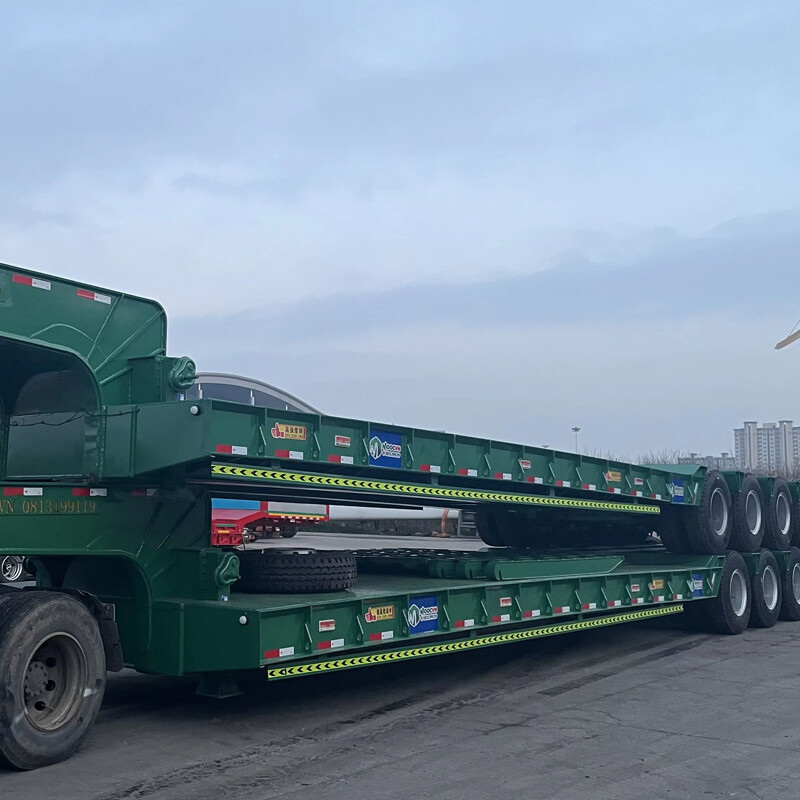 Bench Special Transporter 4 Axles 100/130 Tons Heavy Duty Low Bed Low Chassis Truck Semi Trailer Low Loader Trailer