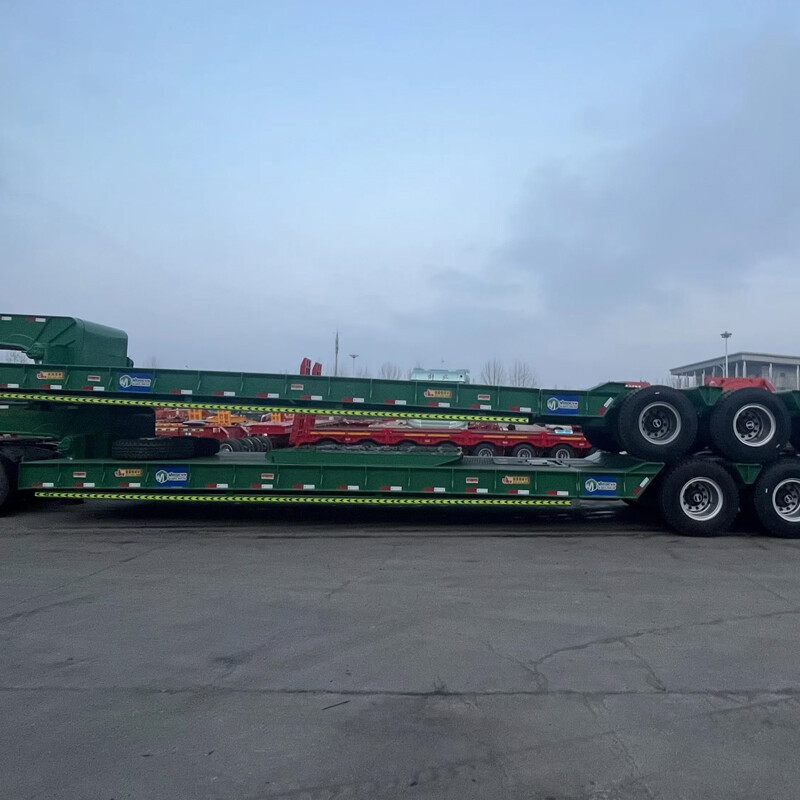 Bench Special Transporter 4 Axles 100/130 Tons Heavy Duty Low Bed Low Chassis Truck Semi Trailer Low Loader Trailer