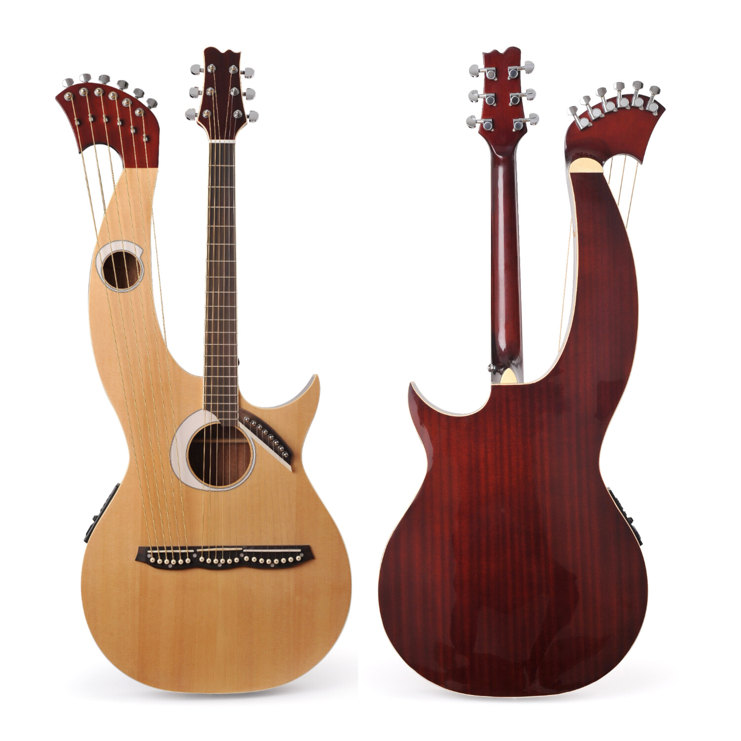 Spruce Top Double Neck Acoustic Harp Guitar Spruce Top Double Neck Acoustic Harp Guitar