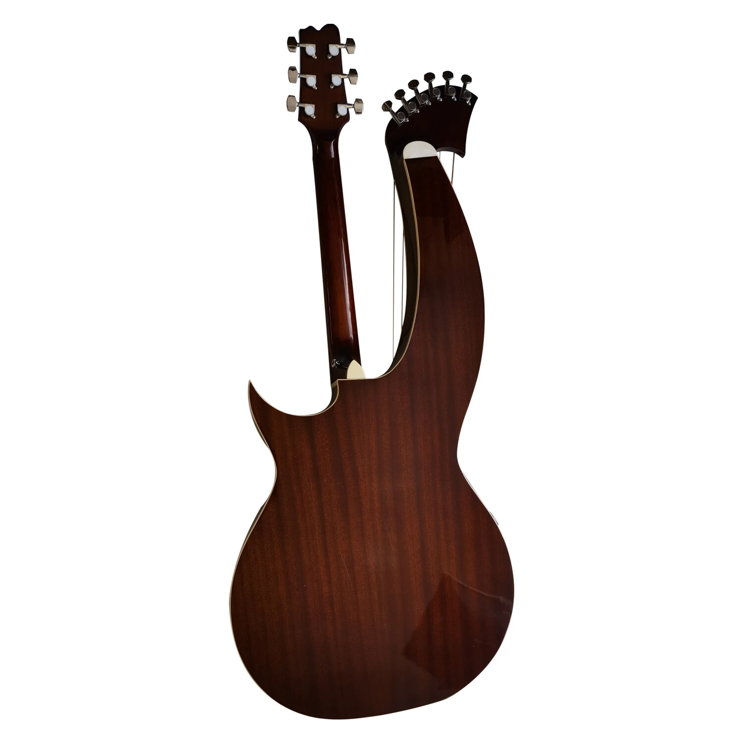Acoustic Electric Sunburst Double Neck Harp Guitar