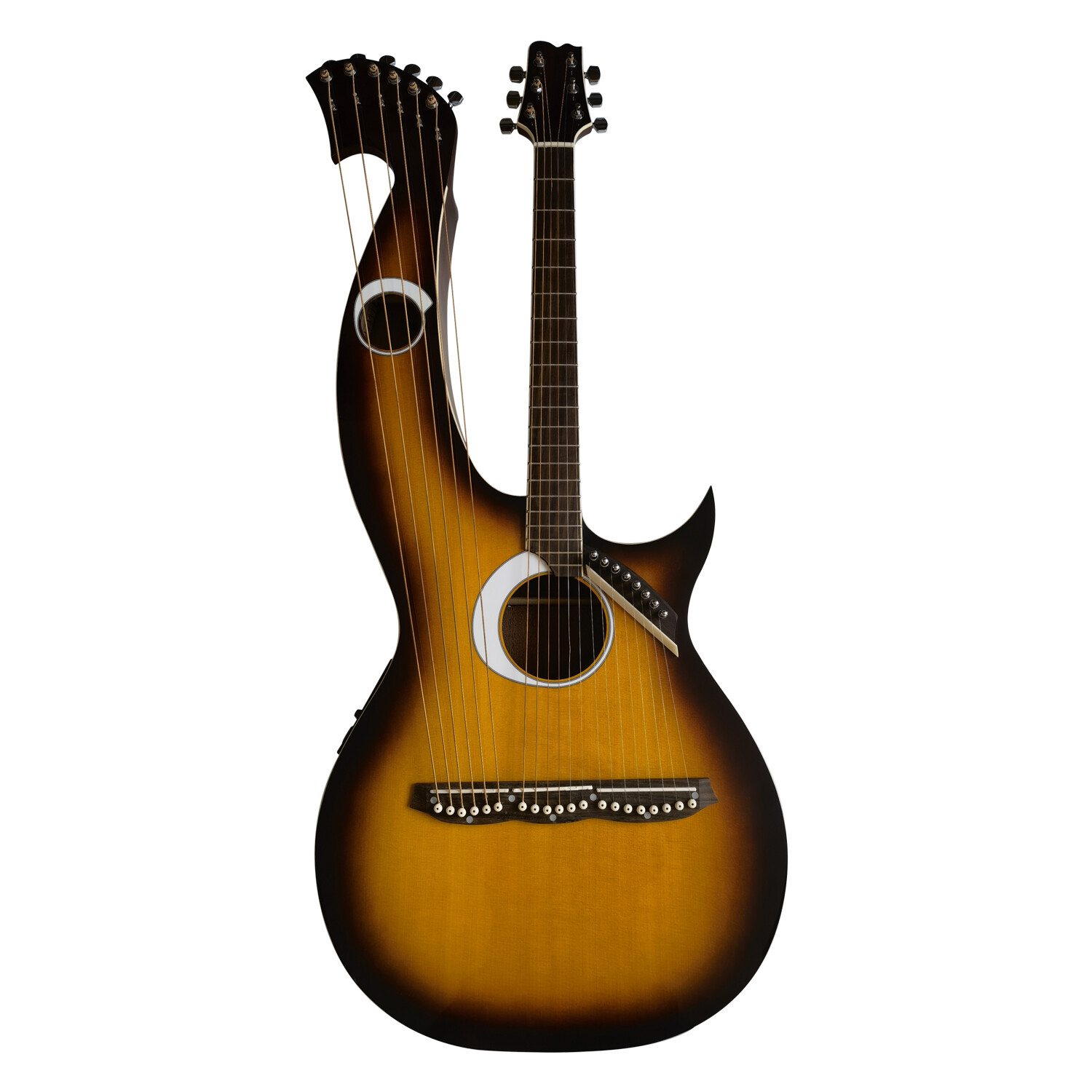 Acoustic Electric Sunburst Double Neck Harp Guitar