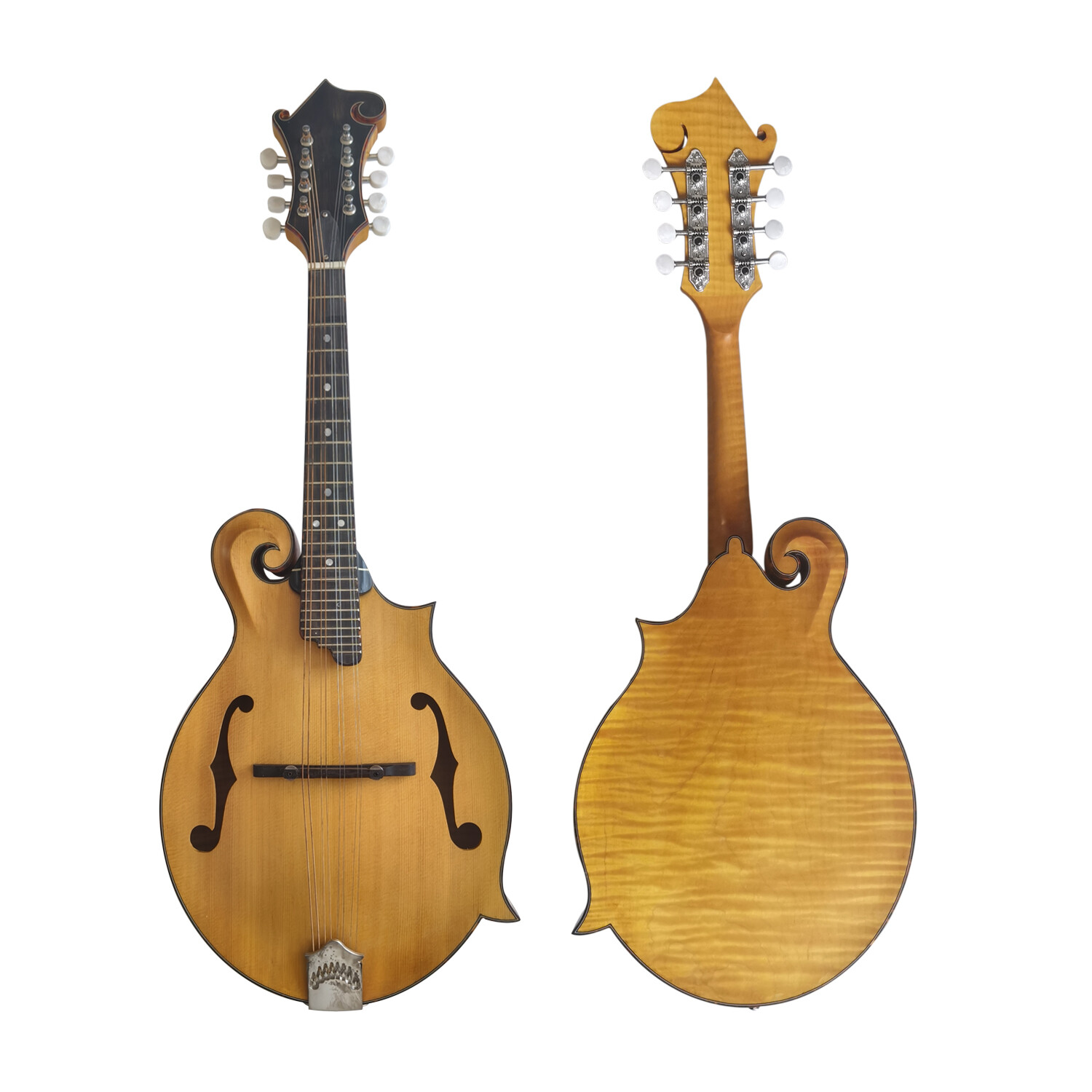 One piece flamed maple back all solid honey F mandolin One piece flamed maple back all solid honey F mandolin