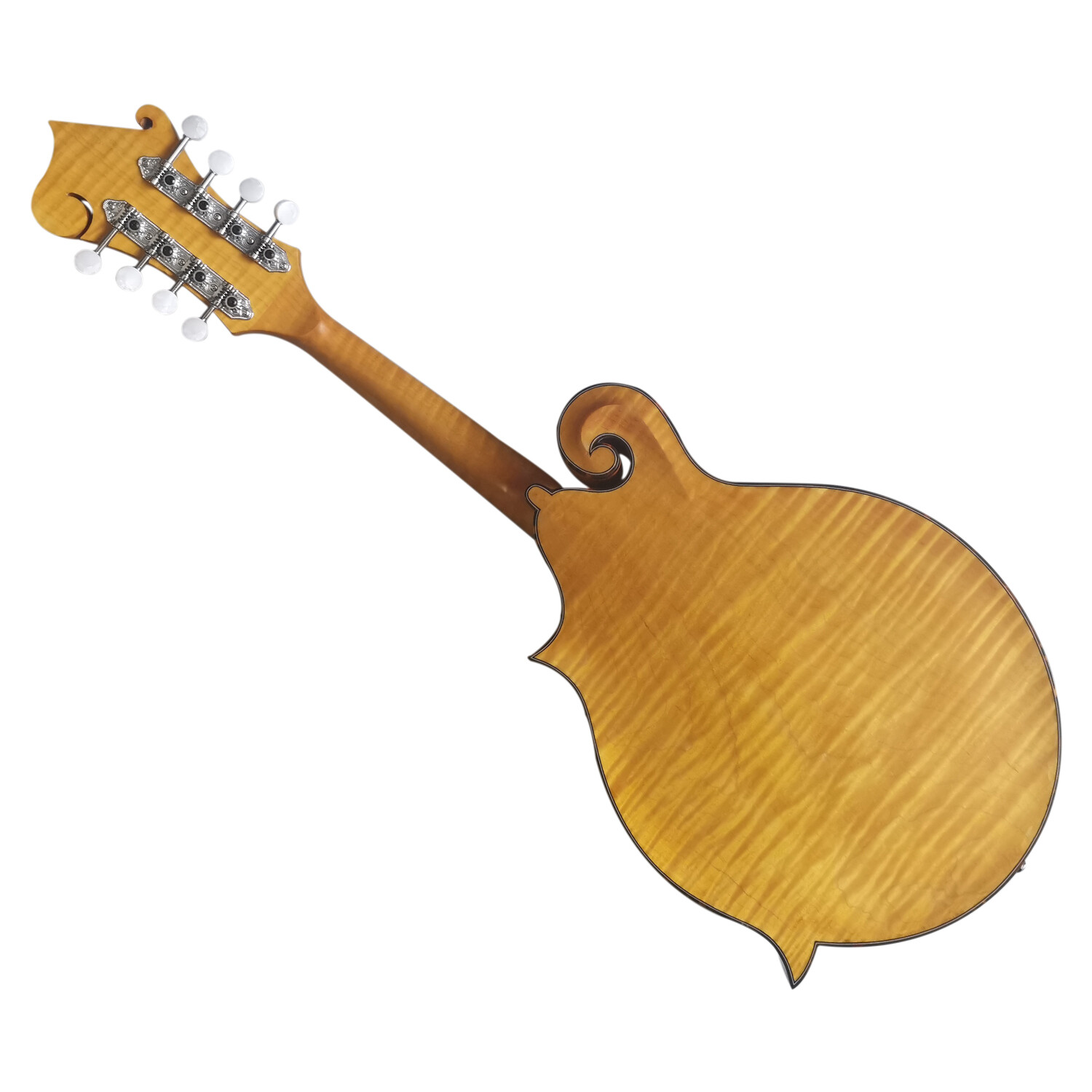 One piece flamed maple back all solid honey F mandolin
