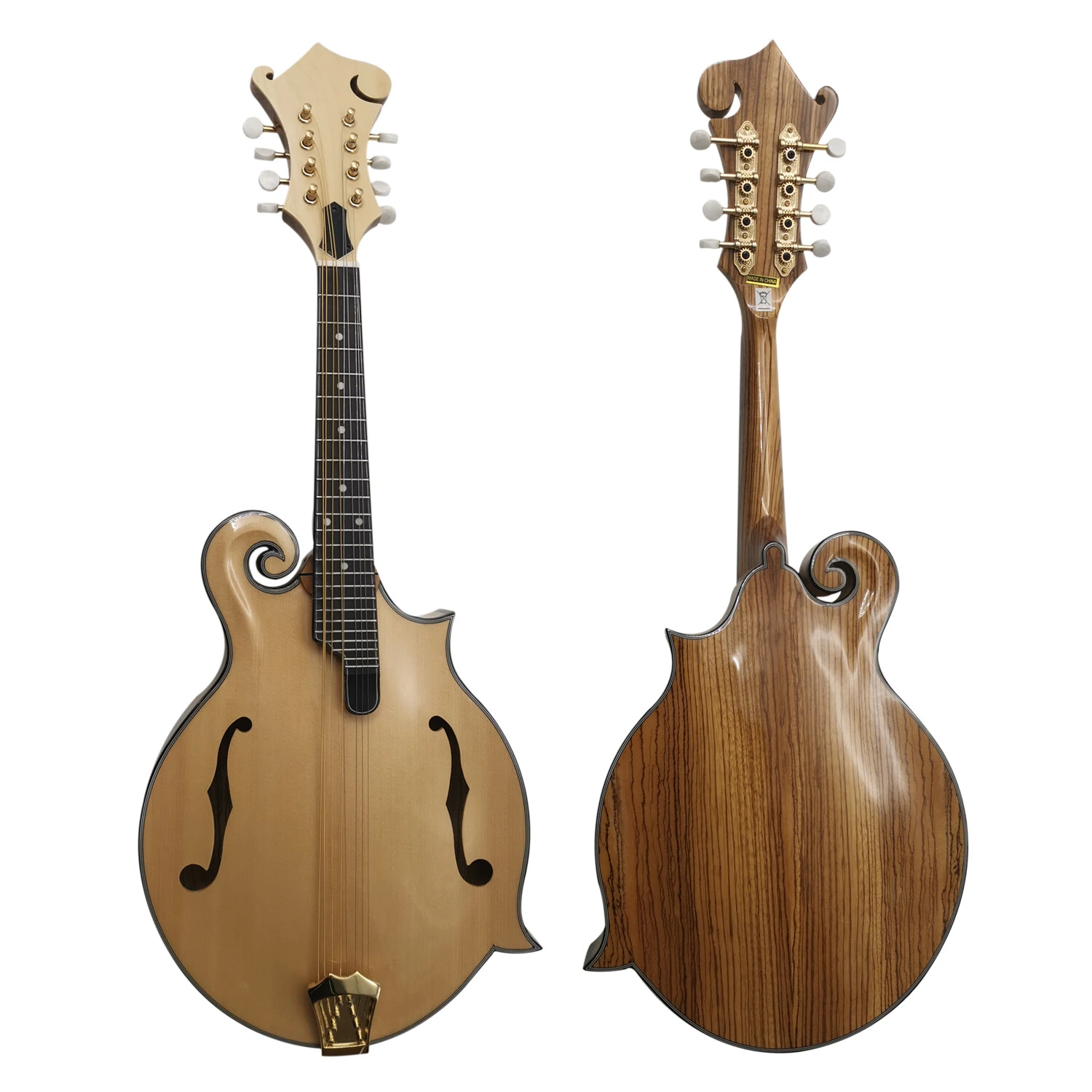 Afanti Solid Zebrawood Gloss Natural color F mandolin 