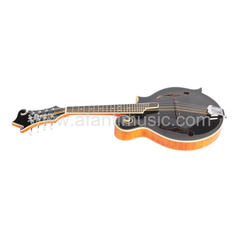 Afanti Solid Carved Spruce Black Top Solid Flamed Maple F Mandolin Guitar
