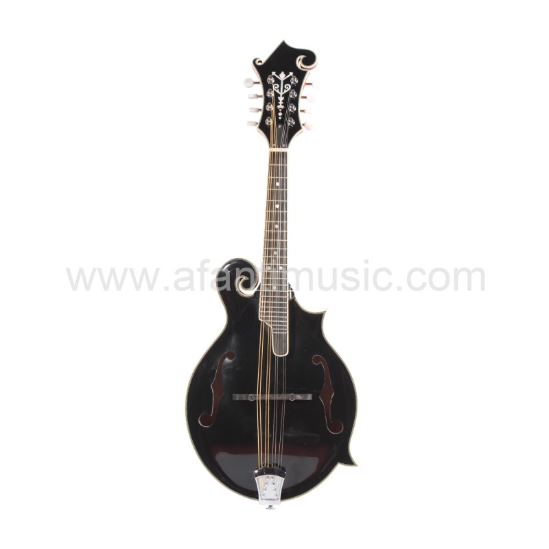 Afanti Solid Carved Spruce Black Top Solid Flamed Maple F Mandolin Guitar