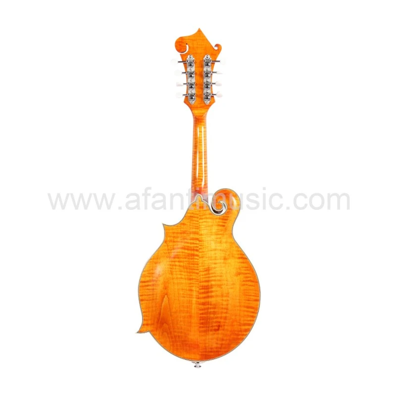 Afanti Solid Carved Spruce Black Top Solid Flamed Maple F Mandolin Guitar
