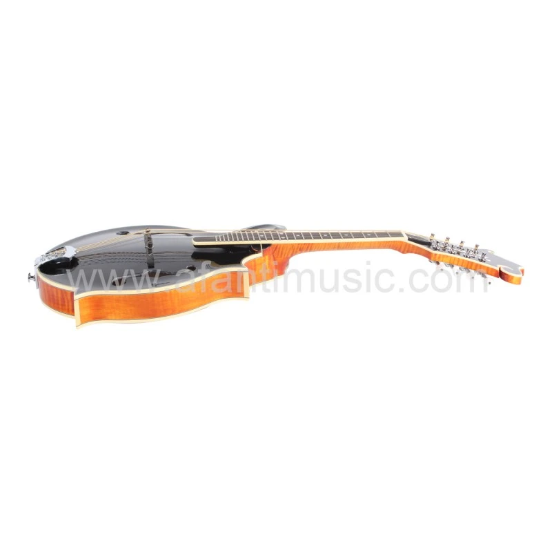 Afanti Solid Carved Spruce Black Top Solid Flamed Maple F Mandolin Guitar