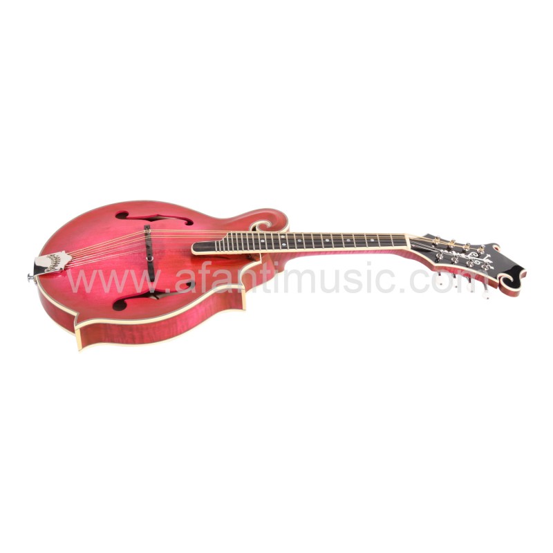 Afanti Carved Spruce Top Wine Red Solid Flamed Maple F Mandolin