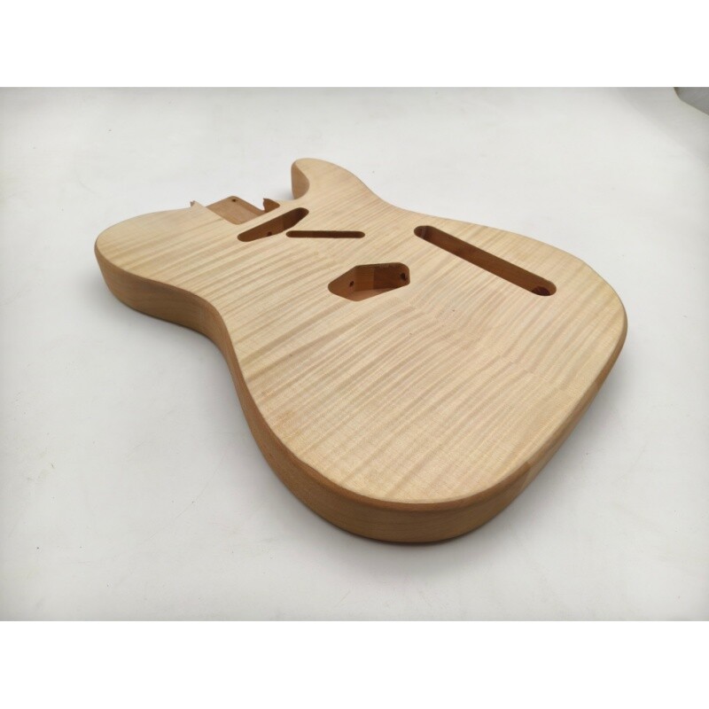 Afanti Unfinished Mahogany Wood with Flamed Maple Veneer TL Guitar Body