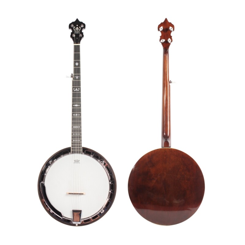 Afanti Remo Drum Head Mahogany Resonator Rim Chrome Flange 5 String Banjo