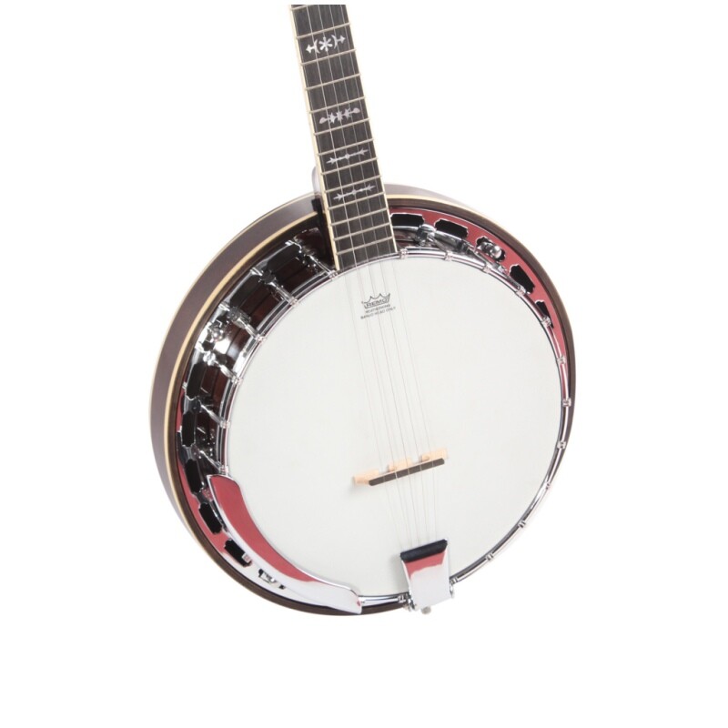 Afanti Remo Drum Head Mahogany Resonator Rim Chrome Flange 5 String Banjo
