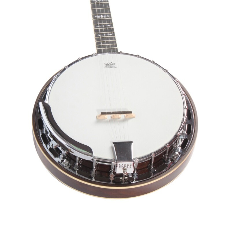 Afanti Remo Drum Head Mahogany Resonator Rim Chrome Flange 5 String Banjo