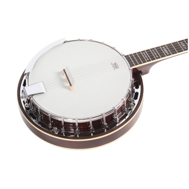 Afanti Remo Drum Head Mahogany Resonator Rim Chrome Flange 5 String Banjo