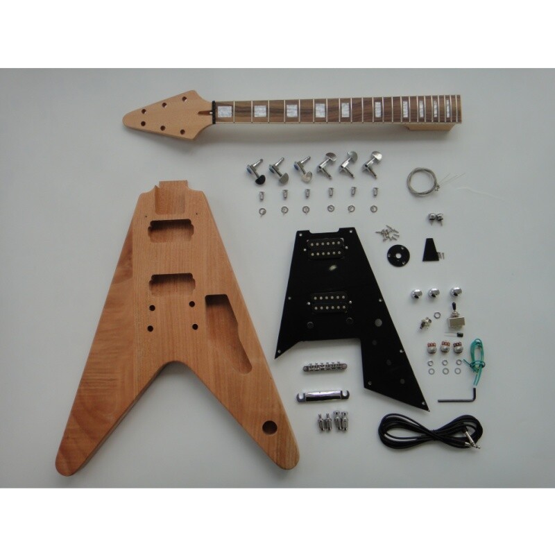 Afanti Unfinished Solid Mahogany Body Rosewood Fingerboard FV DIY Guitar Kit