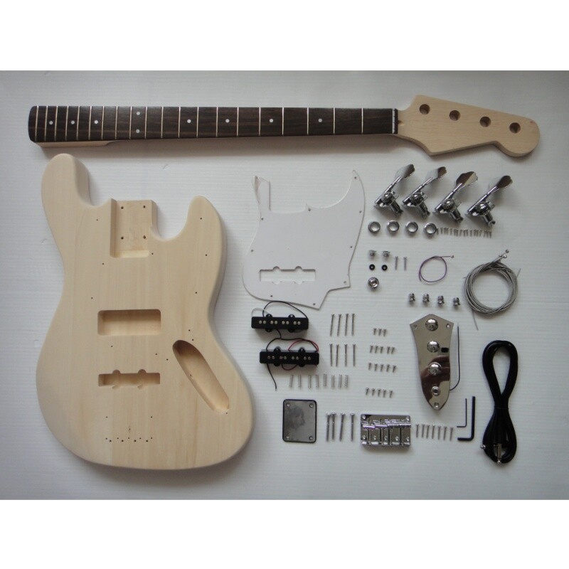 Afanti Customized Basswood Build Your Own DIY Jazz Bass Guitar Kit