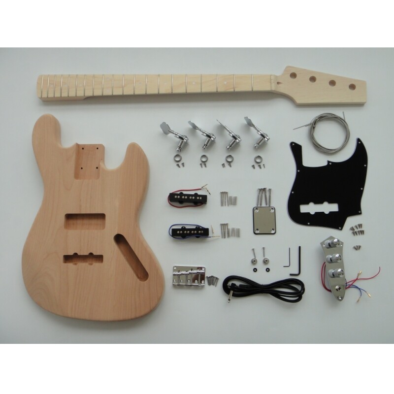 Afanti Unfinished 4 String Alder DIY Jazz Bass Guitar Kit