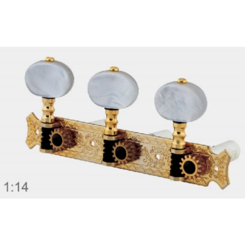 Afanti Gold Classical Guitar Tuning Machine Head with White Buttons 1:14 Ratio