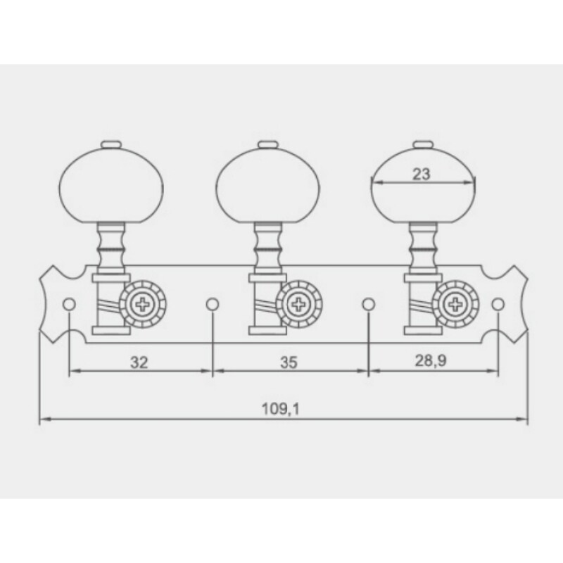Afanti Gold Classical Guitar Tuning Machine Head with White Buttons 1:14 Ratio