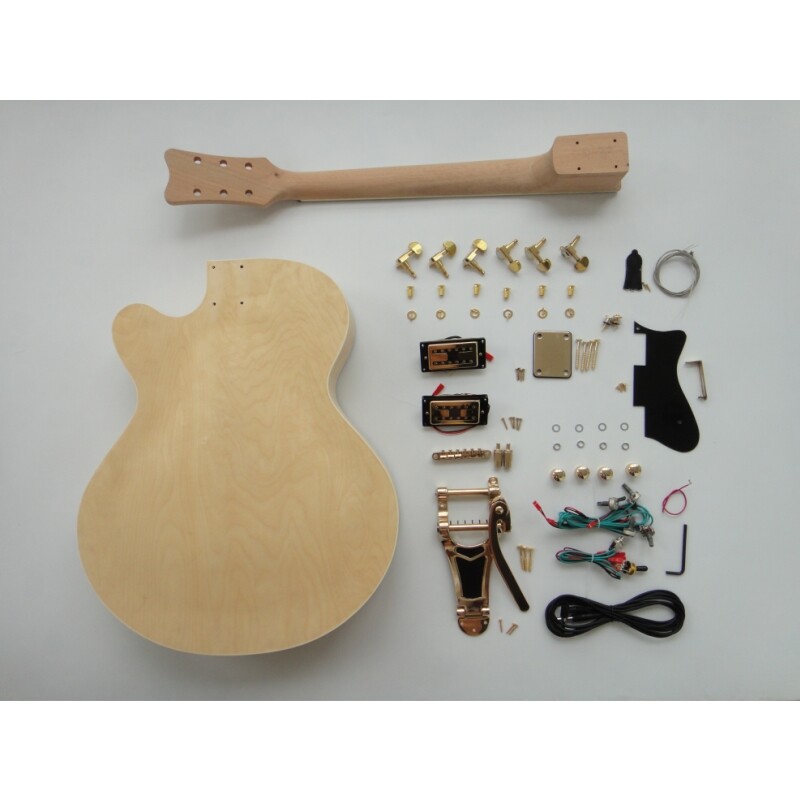  Afanti Maple Plywood Body with Spalted Maple Veneer Gold Hardware DIY Guitar Kit