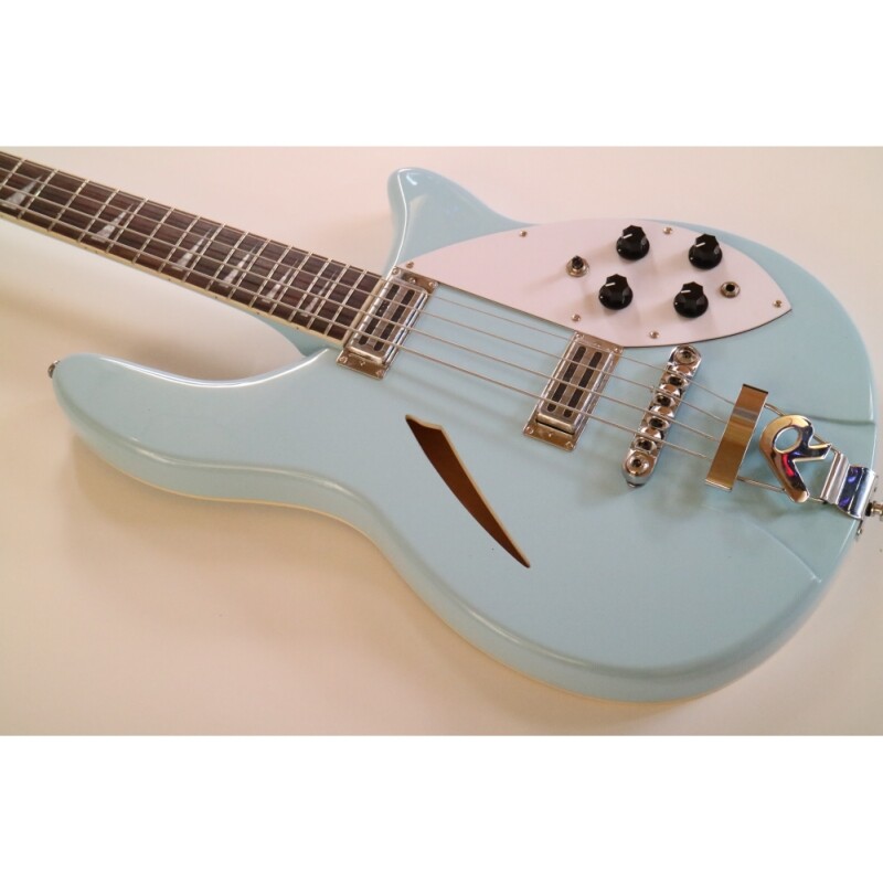 Afanti Semi-Hollow Light Blue Body Rick Electric Bass Guitar