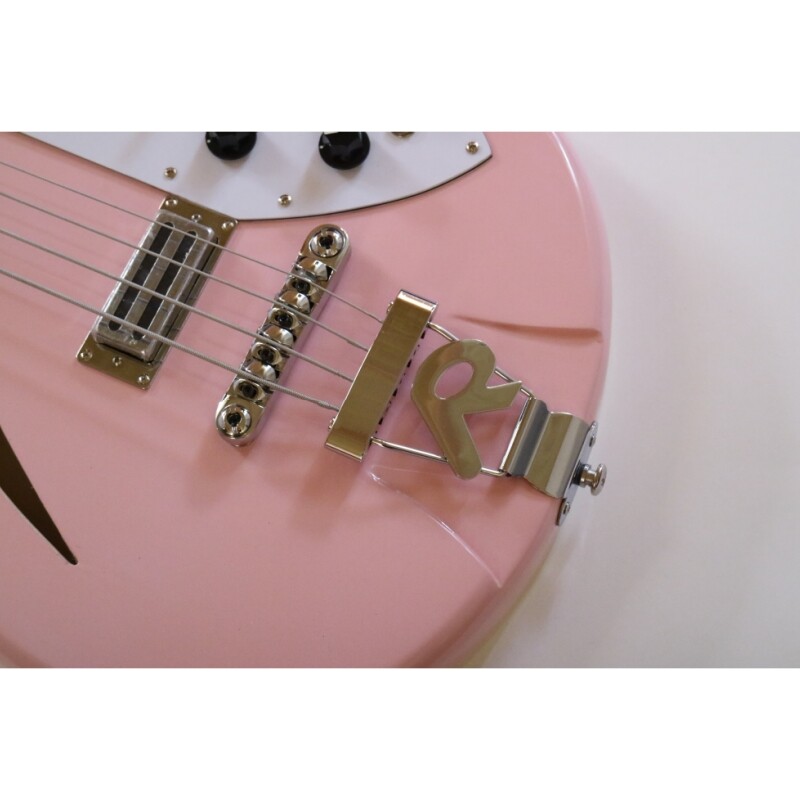 Afanti Semi-Hollow Light Pink Basswood Body Rick Electric Bass Guitar