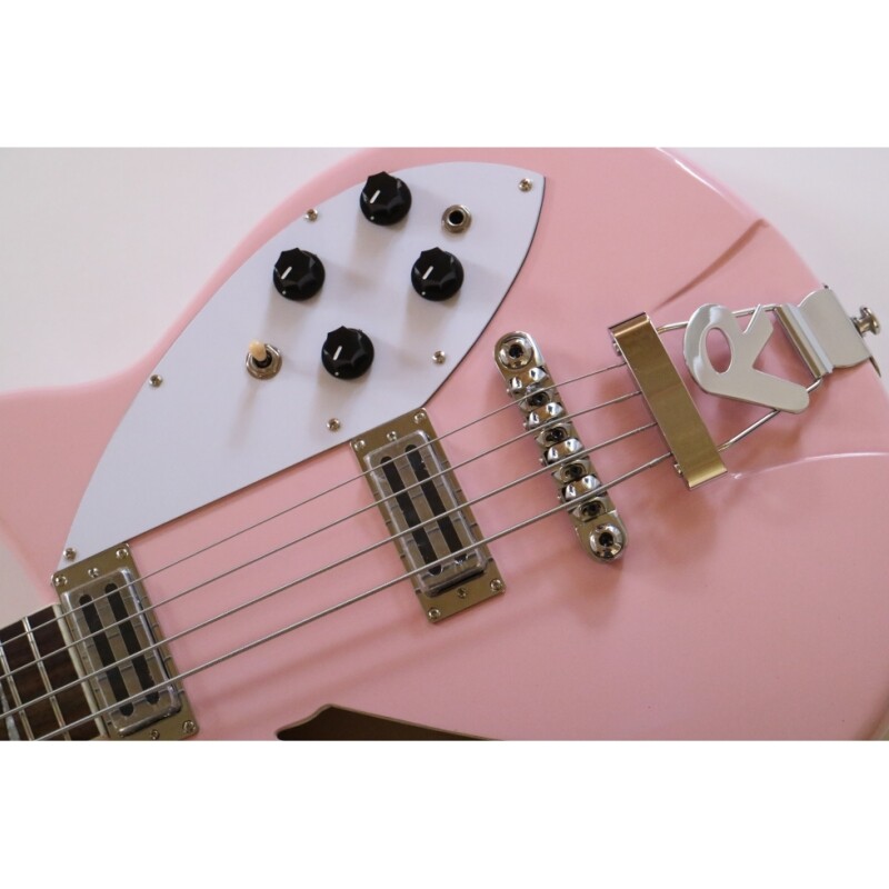Afanti Semi-Hollow Light Pink Basswood Body Rick Electric Bass Guitar